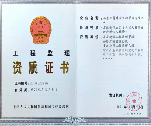 尊龙凯时人生就是搏集团资质（监理资质）